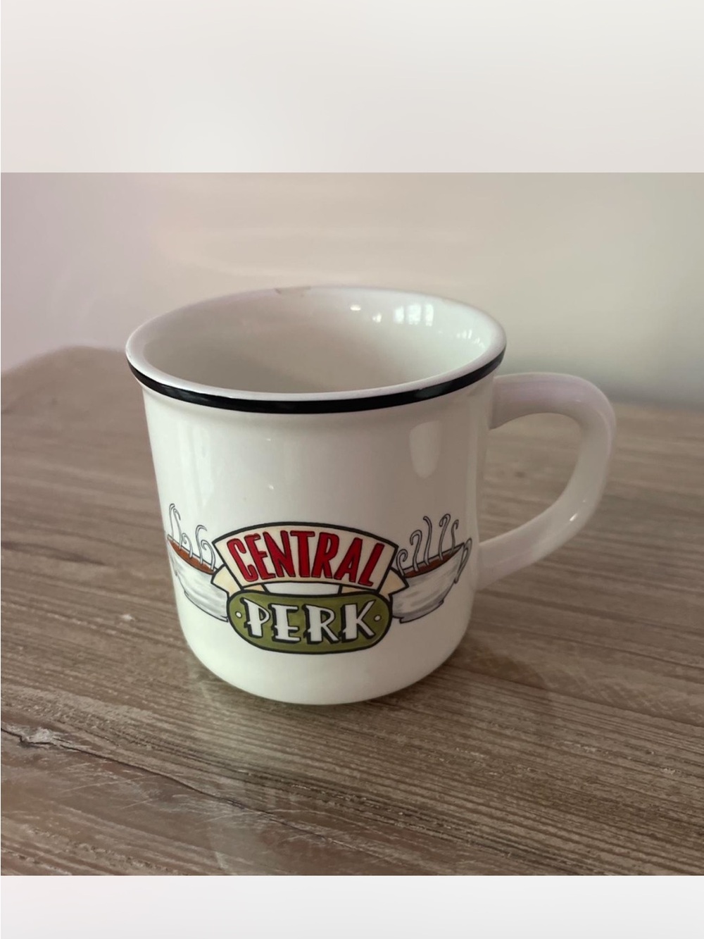 FRIENDS Central Perk White Mug with Black Rim and Multicolor Logo